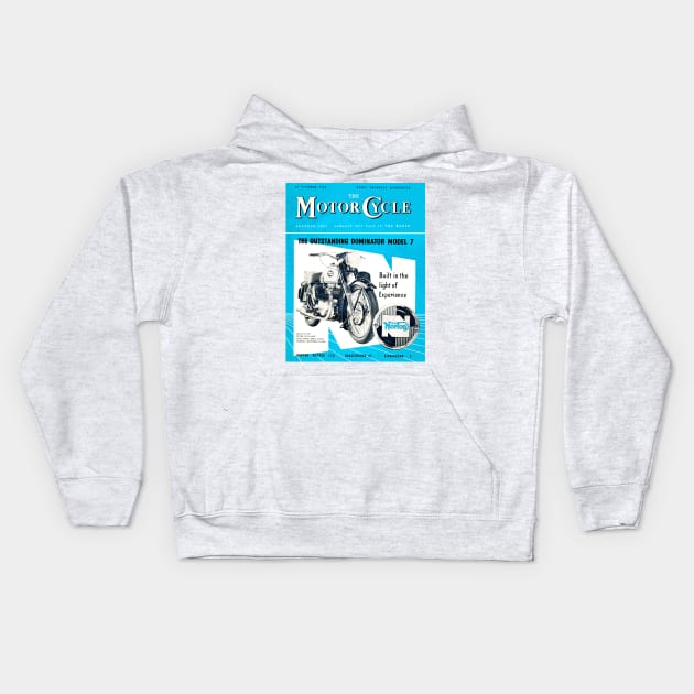 Vintage Motorcycle Magazine cover Kids Hoodie by Random Railways